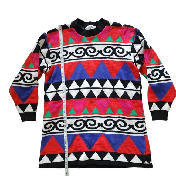 Vintage cotton geometric print tunic length sweater - Picture 5 of 10